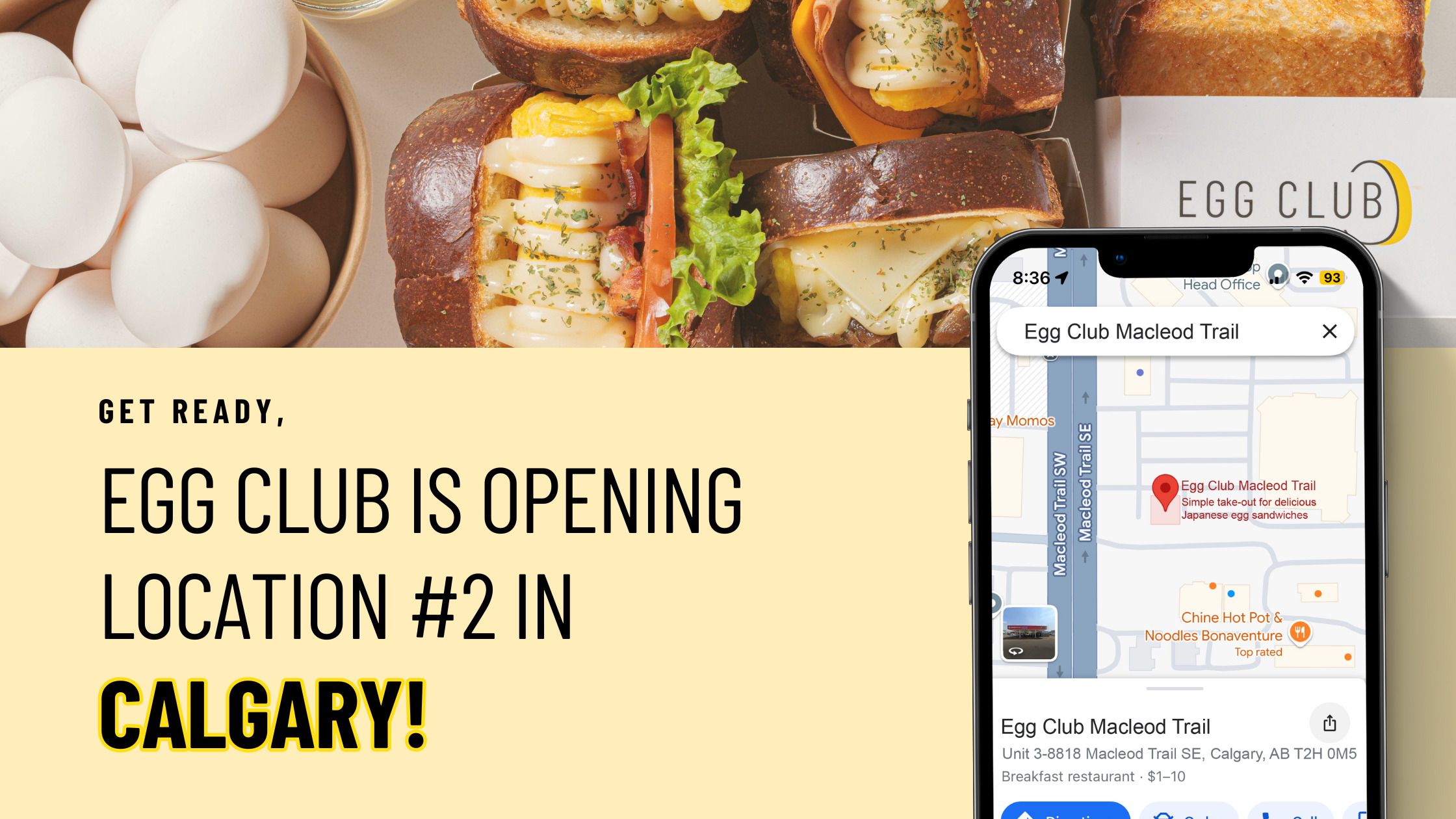 Egg Club is opening location 2 in Calgary in Macleod Trail